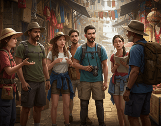 Different Travelers with questions while traveling