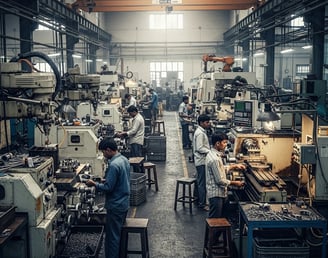 Verkora | AI Generated Image for Typical Indian manufacturing Factory. CNC Turning center