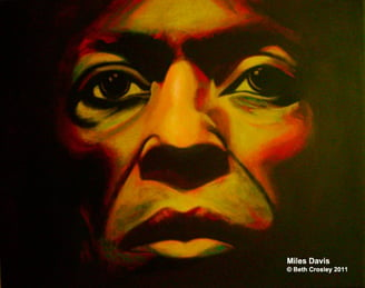 Miles Davis © Beth Crosley 2011, acrylic on canvas, 20” x 16”