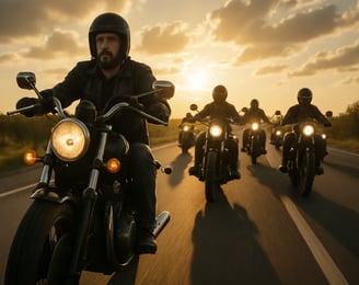 Bande de motards pour la journée mondiale de la moto.