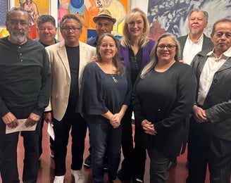 nonprofit clients attend art exhibit with Angie Crouch