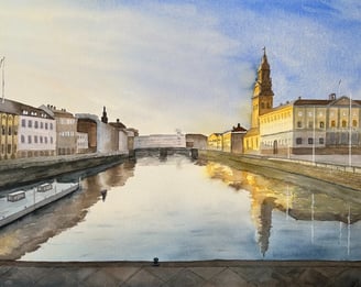 Målningar av städer och byggnader
