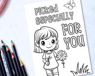 Digital Printable Coloring Birthday Card for Kids