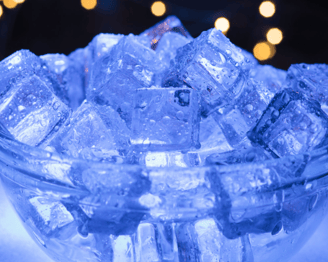 a bowl of ice cubes in a bowl