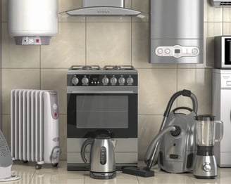 a kitchen with appliances and appliances in it