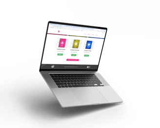 Mockup de laptop con la pagina de geeks cave