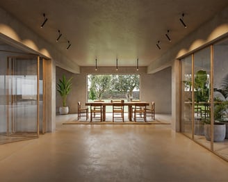 salón iluminado focos techo