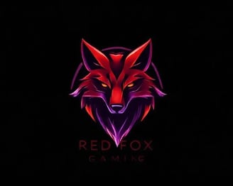 a red fox gaming logo on a black background
