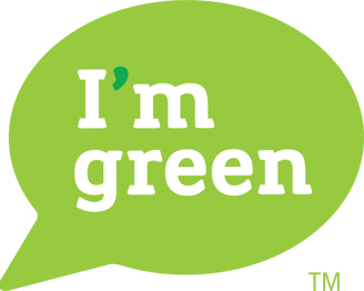 Žalias pokalbių ženklas su tekstu "I'm green"