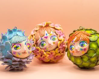 flora trio polymer clay ornament