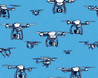 a bunch of different types of drones flying in the sky
