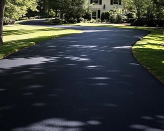 Driveway sealcoating job completed by Chattahoochee Valley Sealcoating in Newnan, Georgia