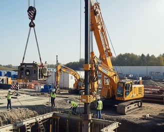 Piling and soil testing equipment used in infrastructure projects in Mumbai