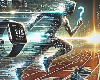 a person running on a track with a smart watch