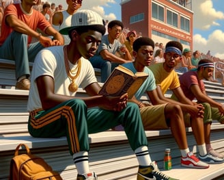 FAMU a painting of a man sitting on a bench with a book