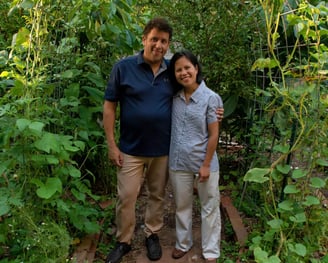 Nicky and Dave Schauder in their backyard garden.