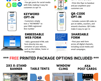 An image showing all the ways Run VIP Marketing set's its customers up for success and all the related collateral