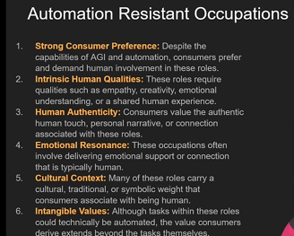 occupations that will be resistant to artificial iintelligence taking over