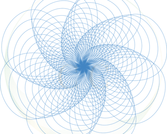 spirale dessiné avec un spirogramme, couleur bleue