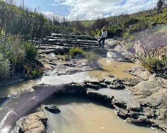 Cloudy silt laden water of the Tufa fFow, Kangaroo Island after bushfires 2020