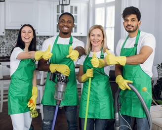 professional cleaning crew happy with their work