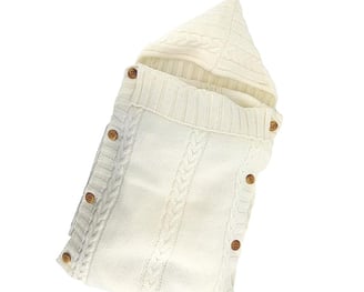 Baby sleeping bag with knitted fabric shell.