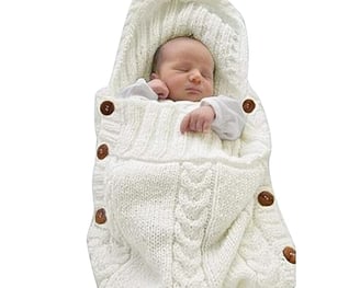 Baby sleeping bag with knitted fabric shell.