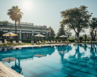 Sada Nira establishing shot of poolside