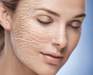 LED wavelengths entering facial skin of a female. 