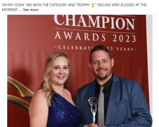 a man and woman posing for a photo for Australian business awards 