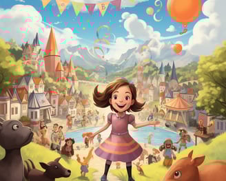 Happy girl dancing with balloons 