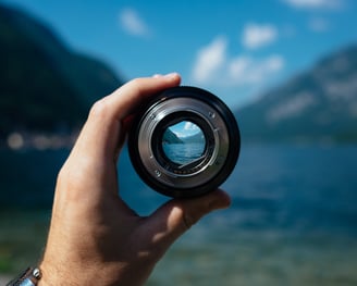 image of Scottish loch seen through camera lens