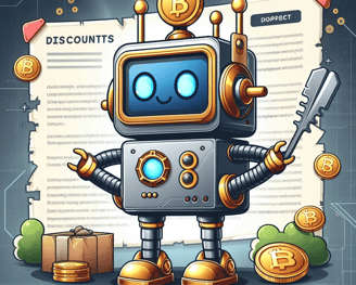 a robot with a bitcoin on it