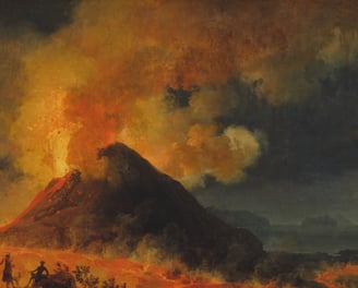 The Eruption of Vesuvius, A View of Naples Beyond by Pierre Jacques Volaire