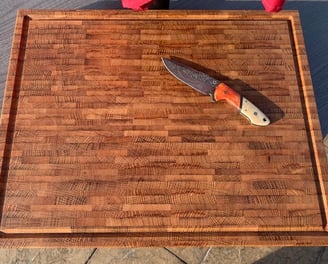 Large Bourbon Barrel cutting board with juice grove