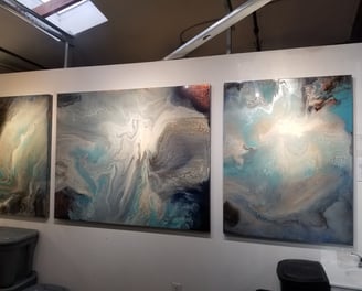SOLD: Trilogy is an original mixed-media triptych created in 2020.