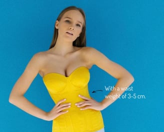 Yellow Satin Corset – Waist Trainer Overbust with Steel Bones | Demiano
