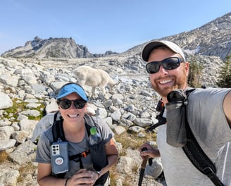 The Enchantments, Washington Cascades, backpacking, hiking, hiking with your partner, mountain goat