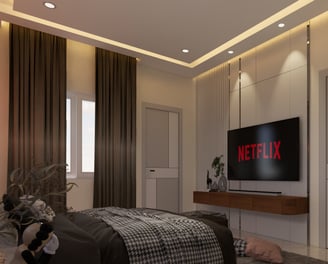 Stylish and modern living room with elegant furniture and warm lighting