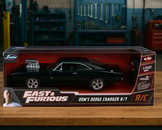 Carro a control remoto Rápido y Furioso (Dodge Charger RT) en caja