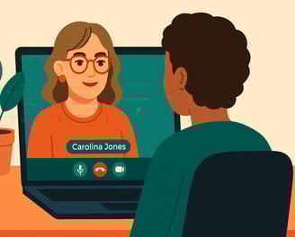 a man and woman are shown on a computer screen
