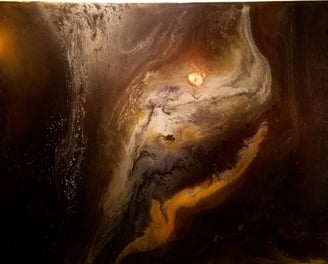 SOLD: Andromeda – 8 x 4 Painting. This is an original resin abstract artwork.