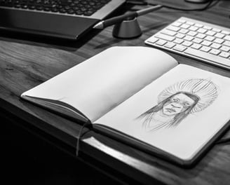 Desenho criado por artista independente para ser exposta em uma galeria online.