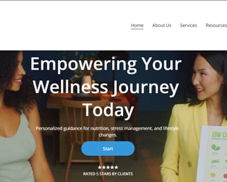 Welcome Page for Wellness Site