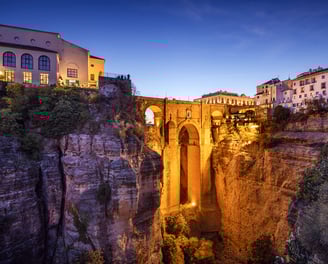Beautiful sunset view of the picturesque town of Ronda, near Marbella