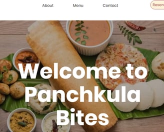 Welcome page of restaurant page