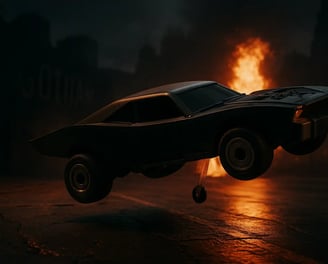 Carro a control remoto de The Batman saltando