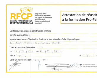 attestation pro paille 2025 spécialiste constructeur certifié adhérent réseau pro