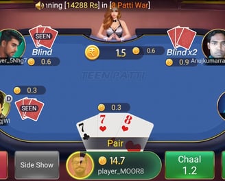 Online Teen Patti Gameplay on the original version of Teen Patti Master