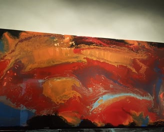 A stunning massive abstract painting, measuring 4 feet by 8 feet, found its new home with a designer